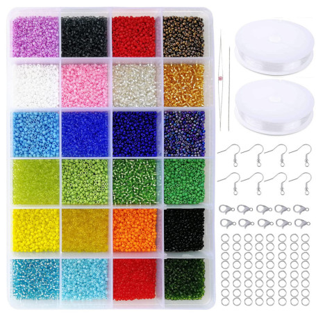 Tibaoffy Lot de 24 perles en verre pour fabrication de bijoux Multicolore 2 mm