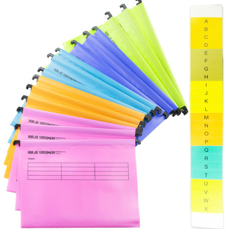 Lot de 15 dossiers suspendus en polypropylène avec onglets et inserts de cartes pour l'école, la maison, le travail, le bureau (