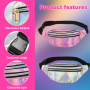 Orssmigs 2 Pièces Sac Banane Holographique Fille - Réglable, Imperméable, Cuir PU, Paillette - Pour Voyage, Randonnée (Rose + Ar
