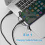 Câble Chargeur Multi Embout, 5 en 1 Câble Multi USB A/C [1M] Câble multi chargeur de Chargement Charge Rapide avec Micro USB Typ