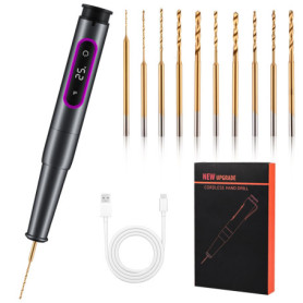 Mini Stylo Perceuse Électrique, GuKKK Mini Perceuse Sans Fil à 5 Vitesses, Mini Perceuse Électrique Manuelle avec 10 Petits Fore