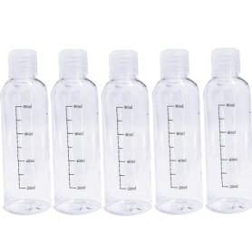 Flacon Voyage Avion Transparent avec Flip Cap 100ml, 5 Rechargeable Bouteille pour Cosmétique, Accessoires Contenant Flacon Vide