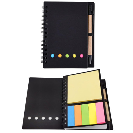 WOLMIK Sticky Notes Set de notes autocollantes avec stylo et porte-stylo, petit bloc-notes pour bureau, étudiants, voyages, note
