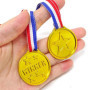 WOLMIK Lot de 12 médailles de gagnants en plastique doré avec rubans de cou pour fête, festival, sport, compétition, jouets, pri