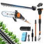 Litheli 2-en-1 Élagueur sur Perche et Taille Haie sans Fil, Batterie 2,0 Ah, Lame de 47 cm, tête inclinable et Perche rallonge p