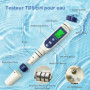 Testeur pH 5 en 1 avec compensation température, mesure pH, TDS, EC, salinité, température, affichage LCD, pour eau potable et p