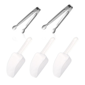 NYGGTYK Lot de 2 pinces à sucre, 3 pelles à glace, pince à sucre, pince à sucre candien, cuillère à pop-corn, pince à bonbons, c