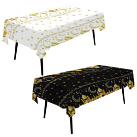 Lot de 2 Nappes sur le Thème de la Lune pour Ramadan, Décoration Umrah Mubarak, Aïd, Église, Cancéreuse - Table de Décoration