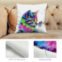 DHSBGWSX 1 housse de coussin décorative pour chat, 45 x 45 cm, multicolore avec motif de chat, pour décoration de la maison