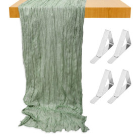 1 nappe pliée, 4 pinces à nappe, nappe en gaze, décoration de fête, nappe pliable, en gaze pour table de réception de mariage (v