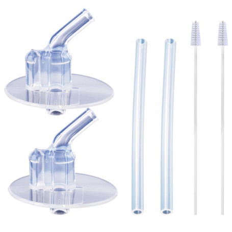 Lot de 2 Pailles de Rechange pour Bouteilles d'Eau - Tuyaux en Silicone, Brosses et Accessoires pour Biberons - Extensions Inclu