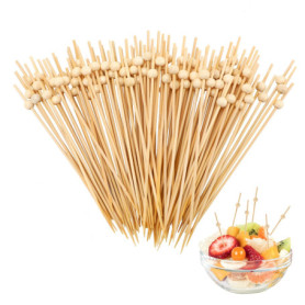 Zikenis 100 Pièces Brochettes Cocktail,Coktail en Bambou,12 cm cure-dents fantaisie pour charcuterie,sandwich,fruits,Batons de B