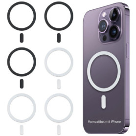 Lot de 6 anneaux d'adaptateur magnétique sans fil - Kit de conversion magnétique pour téléphone portable - Compatible avec iPhon