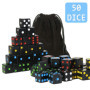 YOUSHARES 50PC D6 Dés Carré en Noir - Dés Standards 16mm à 6 Faces avec Sac de Transport pour Jeux de Tenzi, Yahtzee, DND MTG RP