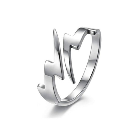 Double Foudre Boulonner Anneau Ouvert Pour Hommes Femmes Acier Inoxydable Mode Punk Personnalisé Unique Réglable Déclaration Eng