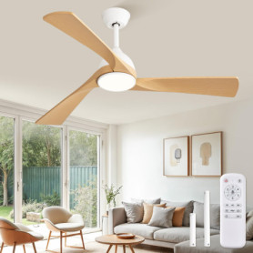 ZMISHIBO Ventilateur de Plafond avec Lumière et Télécommande, Ø132 cm, Moteur DC Silencieux, 6 Vitesses, 3 Températures de Coule