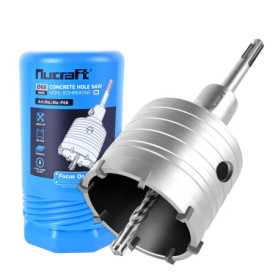 Nucraft SDS PLUS Set de trépans creux 68 mm et foret de centrage à 4 lames, pour perçage encastré dans maçonnerie, béton, prises