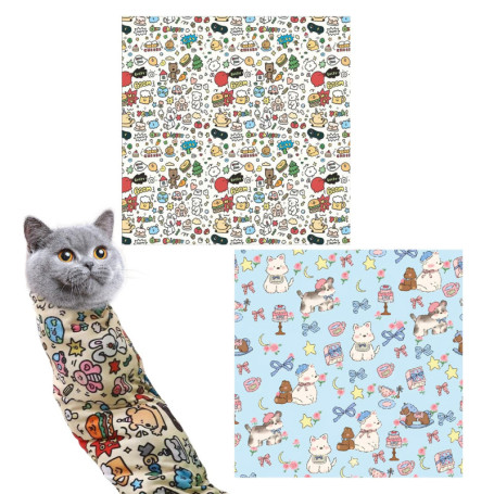 EHDWXVZM 2 Morceaux De Tissu Imprimé De Dessins Animés, Tissu d'emballage pour Chats, Accessoires De Beauté pour Chats, Outils p