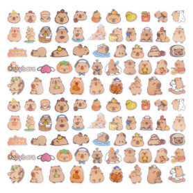 EHDWXVZM 100 Autocollants Capybar, Animaux De Dessins Animés Mignons, Autocollants De Graffitis Étanches Drôles, Bricolage -Case
