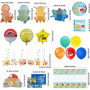 Lot de 100 décorations d'anniversaire pour enfants, avec ballons, nappe, autocollants de tatouage, décoration de gâteau, bannièr
