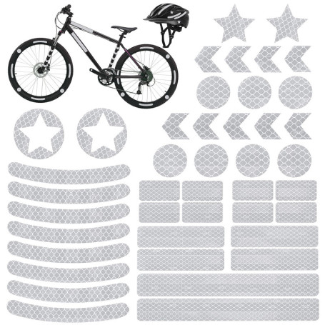 Peevisap 42 PIÈCES Autocollant Velo,Stickers Velo,Autocollant reflechissant,Bande reflechissante,Convient pour Les vélos, Les Ca