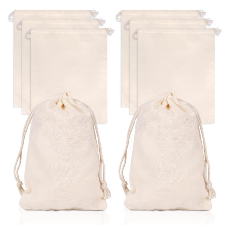 8 Pochons en Toile de Jute avec Cordon, Sachets Cadeaux, Petits Sacs Réutilisables, Pour Emballage Cadeaux, Bijoux, Dragées - Ma