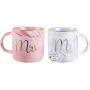 Greneric Mr and Mrs mugs tasses à café en céramique marbrées à motifs dorés, parfaites pour le thé et l'eau, 400 ml, 2 pièces, c