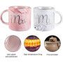 Greneric Mr and Mrs mugs tasses à café en céramique marbrées à motifs dorés, parfaites pour le thé et l'eau, 400 ml, 2 pièces, c