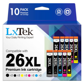 LxTek Compatible Cartouches d'encre Remplacement pour Epson 26 26XL pour Expression Premium XP-510 XP-520 XP-600 XP-605 XP-610 X