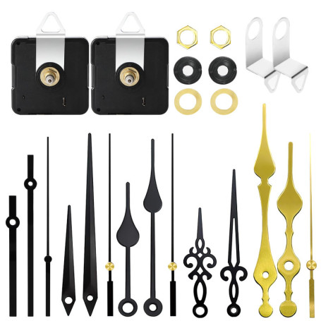 2 Pièces Mecanisme Horloge Murale, Mouvement d'Horloge Quartz, Silencieux Mécanisme Horloge Pile, avec 5 Paires différentes Horl