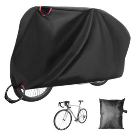 Housse Velo Exterieur Protection, Tissu Oxford 210D Epais Noir Bache Velo Exterieur avec Trou de Verrouillage & Sac de Rangement