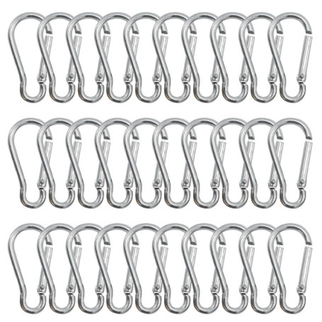 GeekerChip Lot de 30 Petit Mousqueton,Mousquetons en Aluminium Porte Clef Mousqueton,3.6 * 41 mm,pour Sac à Dos Laisse Chien Cam