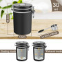 Boîte à Café Hermétique en acier Inoxydable,Acier Inox 1800 ml Capacité,Récipient avec Cadran de Date et Cuillère Doseuse Gratui