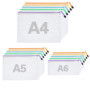 15 pochettes de documents A4 A5 A6 5 couleurs, pochette de documents étanche, pochette transparente à fermeture éclair pour fich