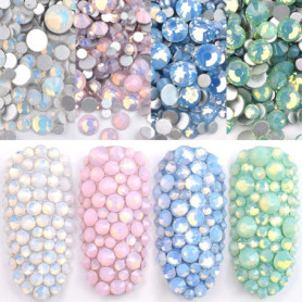 Ranvi 4pack Vernis À Ongles Brillant Opale Strass 3D Nail Art Kit Strass Kit Cristal Diamant Strass et Décoration Ongles Gem Pie