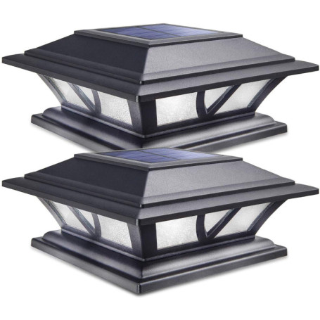 Siedinlar Lampe Exterieur Lumières Solaires de Chapeau de Poteau 2 Modes Lampe LED pour Jardin Terrasse Clôture 4x4 5x5 6x6 pouc