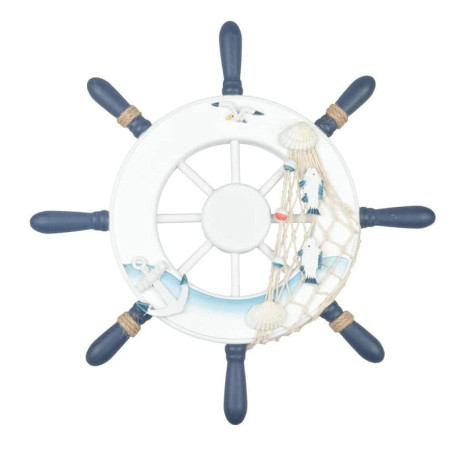 Décoration Maritime Nautique, Roue De Bateau En Bois Nautique, Volant Gouvernail Décoration, avec Un Filet De Pêche, pour Décore