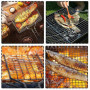 Panier à Griller En Acier Inoxydable pour Barbecue - Pliable avec Poignée Amovible pour Poisson, Steak, Crevette