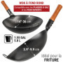 YOSUKATA Woks Et Poêles à Frire 36 cm - Wok à Fond Rond Pré-assaisonné - Wok Acier Carbone Noir - Compatible Avec Les Cuisinière