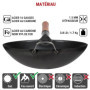 YOSUKATA Woks Et Poêles à Frire 36 cm - Wok à Fond Rond Pré-assaisonné - Wok Acier Carbone Noir - Compatible Avec Les Cuisinière