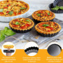 6 pcs moule à tartelette, 10cm Antiadhésifs de à Quiche, Ronde Tarte à Fond Amovible, Moule à Tarte Cannelé Fond Amovible Moule 