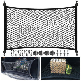 EKOCEV Filet de Rangement, 80x60cm Filet pour Coffre de Voture, Filet de Bagage Extensible à 1.5 * 1.1m, Filet Stockage à Haute 