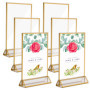 6Pcs Support de Menu Verticaux, 4*6in Support de Menu de Table avec Bordures Dorées/Support Vertical, Porte-affiche de Table en 