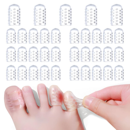 35 Pièces Silicone Protège Orteils, Respirantes Protections d'Orteils Gros Petite Orteil pour homme femme, Anti-friction Capucho