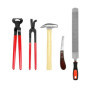 QWORK® Lot de 5 Kit pour Changer de Fer à Cheval, Pince à Sabots - Couteau à Sabot - Râpe à Sabot - Marteau à Sabot - Pince à Ri