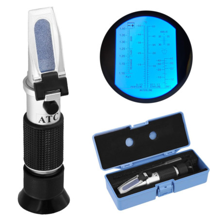 QWORK® 4 en 1 Réfractomètre antigel, testeur Liquide Refroidissement d'éthylène et propylène Glycol avec Mesure d'acide Batterie