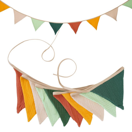 AOOTUERL Bannière triangulaire en tissu de 2,6 m, réutilisable en coton double face pour décoration de maison, lit, filles et ga