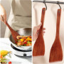 Spatule de cuisine en bois à long manche de 33 cm, 2 Spatules de cuisine en bois, ustensiles de cuisine en bois de haute qualité
