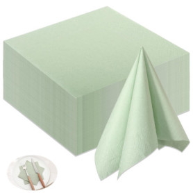 Serviette Papier Vert, 100 Serviettes de Table Vert Sauge, Sauge Serviette Papier Anniversaire pour Mariage Dîner Anniversaire d