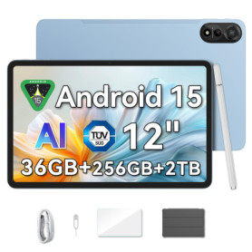 Blackview Mega2 Tablet 12 Zoll, AI Tablet Android 15 2K FHD Großes Display 36GB RAM+256GB ROM(2TB TF) WideVine L1, Dual 4G LTE+5